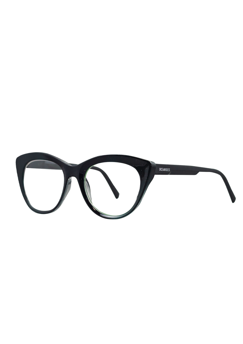 Eco-friendly Reading Glasses DORIS MATTE BLACK GREEN MODEL Oceanides Eyewear